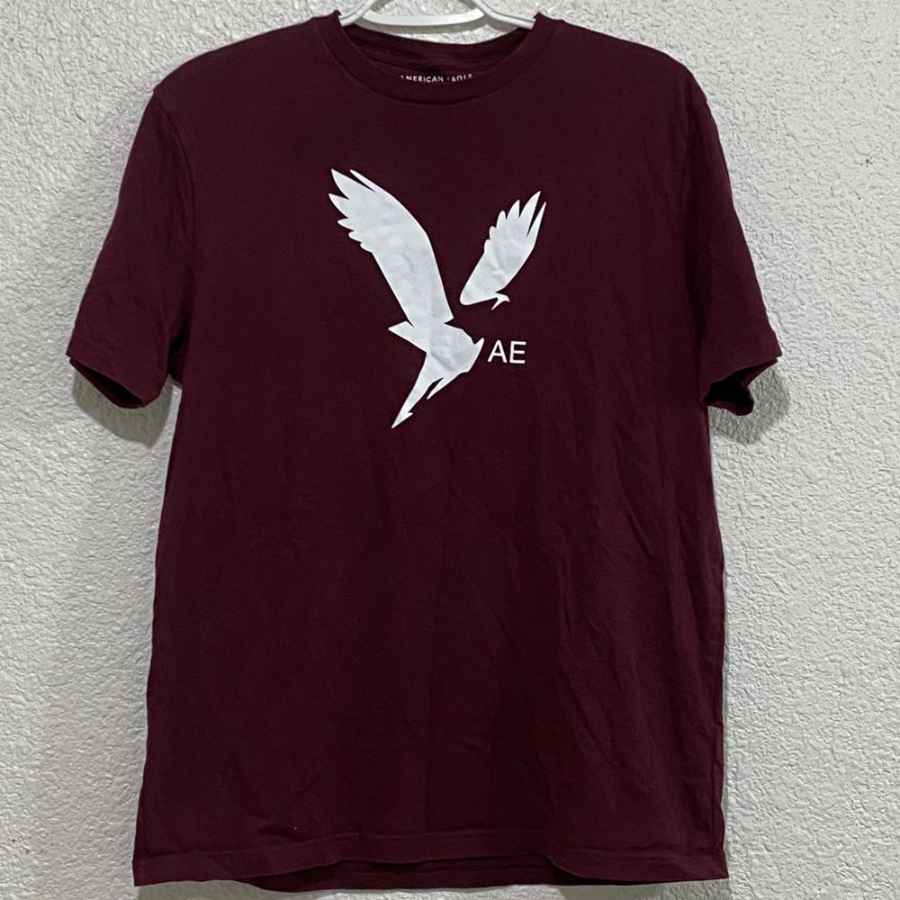American Eagle Medium Maroon Super Soft Graphic T-Shirt